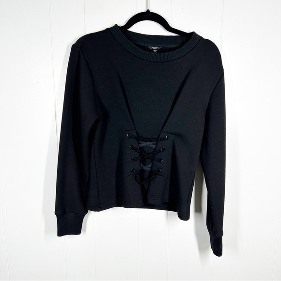 Guess Back Long Sleeve Corset Lace Up Front Sweatshirt Small - Picture 1 of 4
